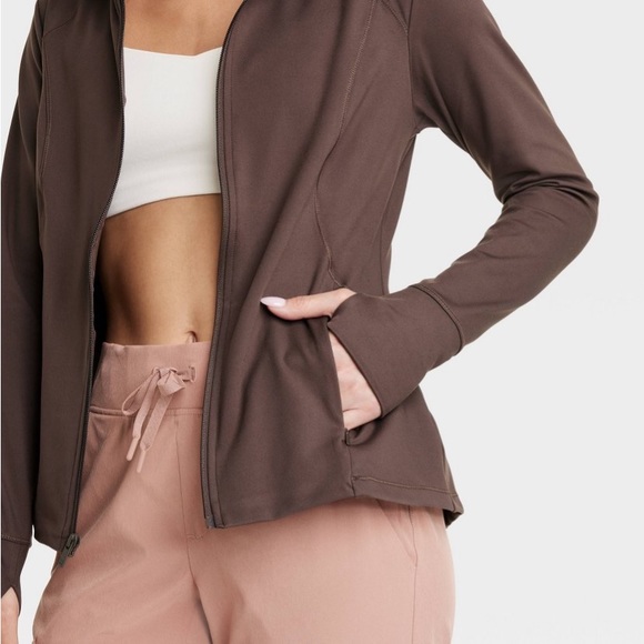 All In Motion Zip Front Track Jacket Women’s Athletic Brown NWT - Picture 4 of 11